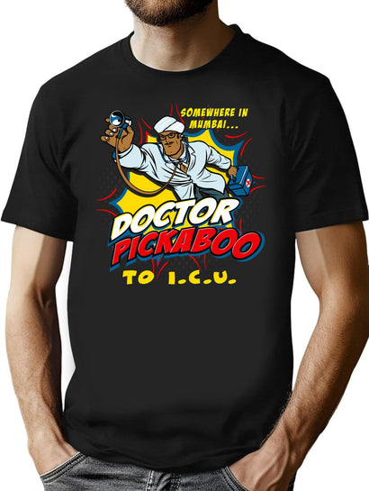 Doctor Pickaboo To I C U T-Shirt for Men & Women, T-Shirts Graphic Tee - Black