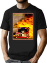 Drag Race Burn-Out Vintage Funny Car Advertising Print T-Shirt for Men & Women, T-Shirts Graphic Tee - Black