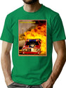 Drag Race Burn-Out Vintage Funny Car Advertising Print T-Shirt for Men & Women, T-Shirts Graphic Tee - Green