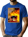 Drag Race Burn-Out Vintage Funny Car Advertising Print T-Shirt for Men & Women, T-Shirts Graphic Tee - Blue