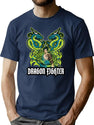 Dragon Fighter Bootleg Graphic T-Shirt - Navy
