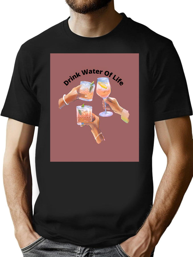 Drink Water Of Life (9) Bootleg Graphic T-Shirt - Black