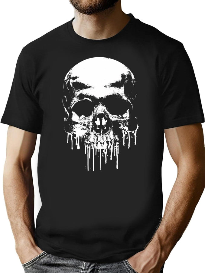 Dripping Skull T-Shirt for Men & Women, T-Shirts Graphic Tee - Black