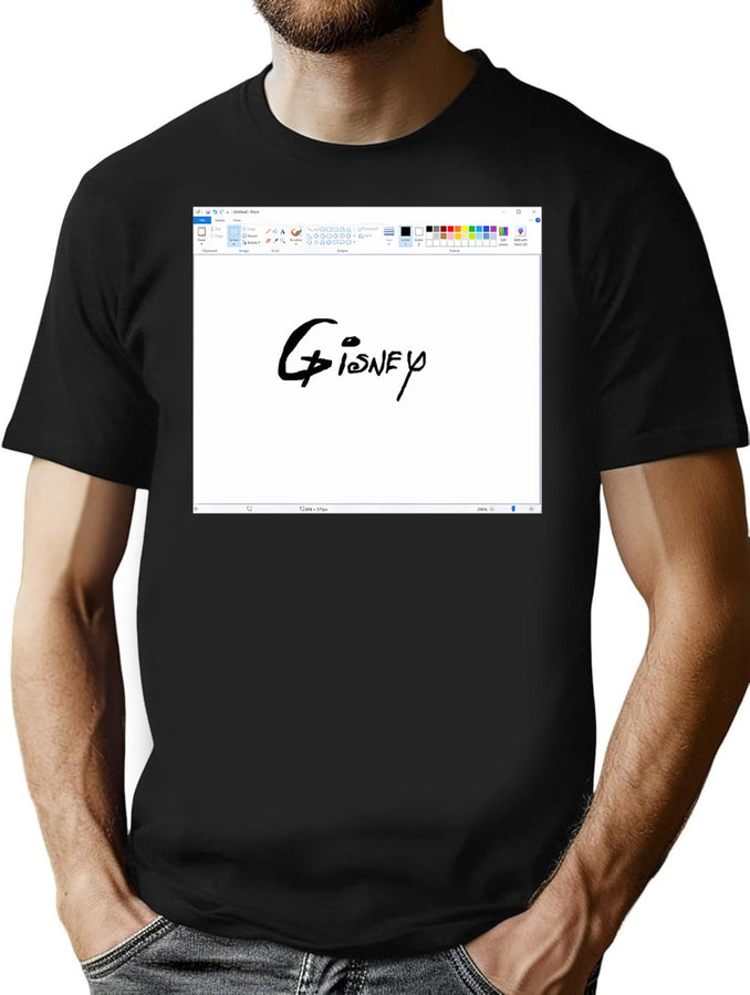 Dw (With Ms Paint Border) Bootleg Graphic T-Shirt - Black