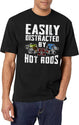 Easily Distracted By Hot Rods Funny Enthusiast Car Lover T-Shirt for Men & Women, T-Shirts Graphic Tee - White