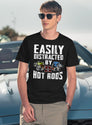 Easily Distracted By Hot Rods Funny Enthusiast Car Lover T-Shirt for Men & Women, T-Shirts Graphic Tee - Navy