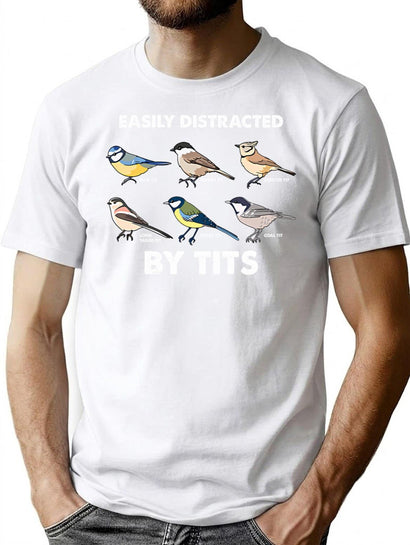 Easily Distracted By Tits T-Shirt for Men & Women, T-Shirts Graphic Tee - Black