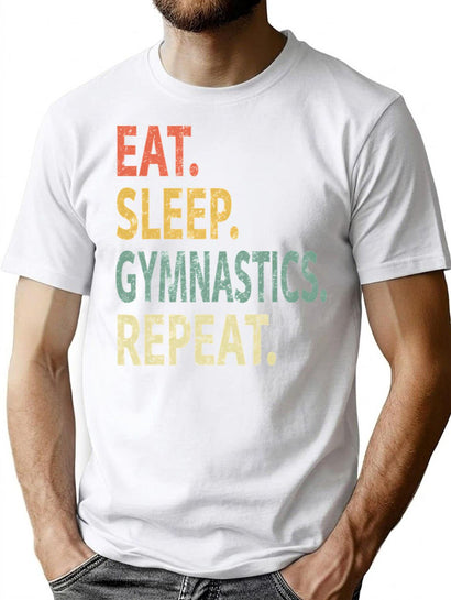 Eat Sleep Gymnastics Repeat T-Shirt for Men & Women, T-Shirts Graphic Tee - Black