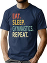 Eat Sleep Gymnastics Repeat T-Shirt for Men & Women, T-Shirts Graphic Tee - Navy