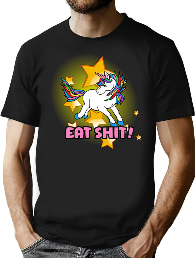 Eat St Unicorn Bootleg Graphic T-Shirt - Black