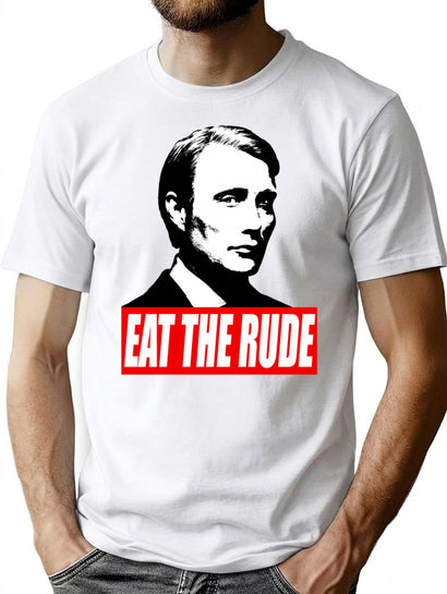Eat The Rude - Hannibal Dark Background T-Shirt for Men & Women, T-Shirts Graphic Tee - Black