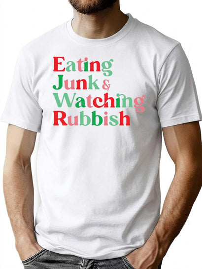 Eating Junk and Watching Rubbish Home Alone Xmas Premium Heavyweight Cotton T-Shirt - Black