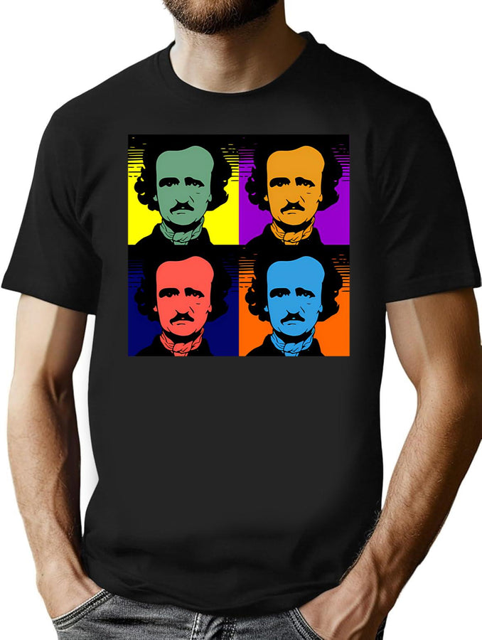 Edgar Allen Poe Pop Art T-Shirt for Men & Women, T-Shirts Graphic Tee - Black