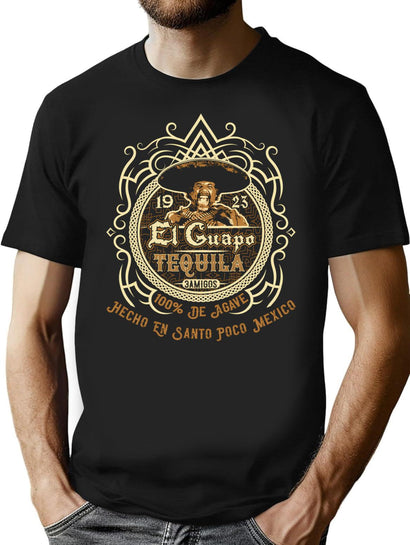 El Guapo Tequila Label T-Shirt for Men & Women, T-Shirts Graphic Tee - Black