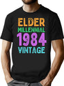 Elder Millennial 1984 Vintage (Different Years Available) T-Shirt for Men & Women, T-Shirts Graphic Tee - Black