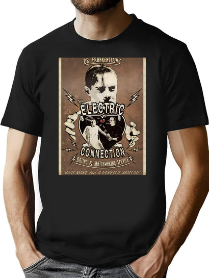 Electric Connection T-Shirt for Men & Women, T-Shirts Graphic Tee - Black