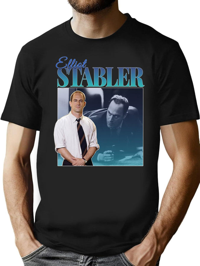 Elliot Stabler 90S Inspired Vintage Homage Black T-Shirt - Black