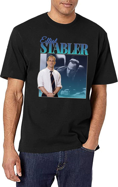 Elliot Stabler 90S Inspired Vintage Homage Black T-Shirt - Black
