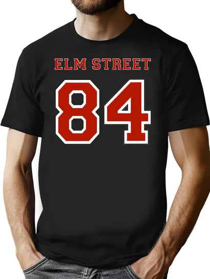 Elm Street Jersey - Nightmare '84 T-Shirt for Men & Women, T-Shirts Graphic Tee - Black