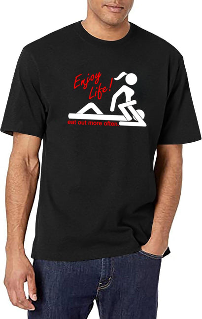 Enjoy Life Eat Out More Often Black T-Shirt - Black