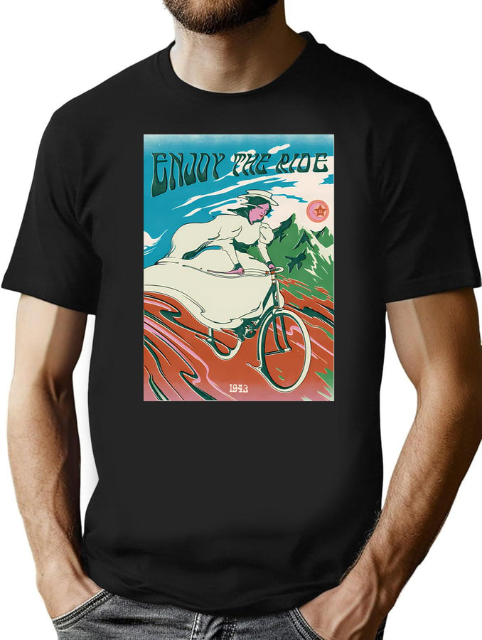 Enjoy The Ride T-Shirt for Men & Women, T-Shirts Graphic Tee - Black
