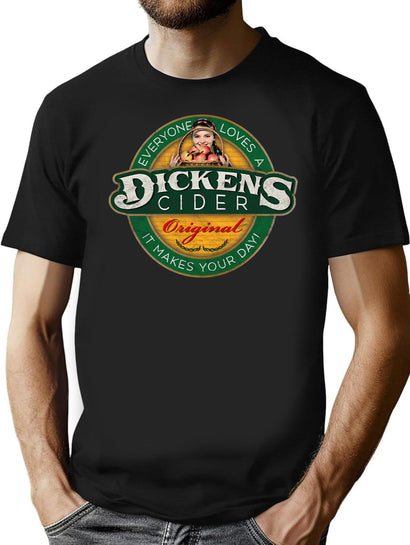 Everyone Loves A Dickens Cider Dirty Joke T-Shirt for Men & Women, T-Shirts Graphic Tee - Black