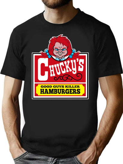 Evil Doll Burgers T-Shirt for Men & Women, T-Shirts Graphic Tee - Black