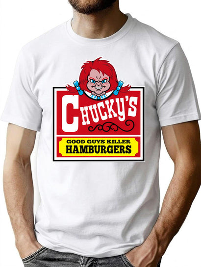 Evil Doll Burgers T-Shirt for Men & Women, T-Shirts Graphic Tee - Black