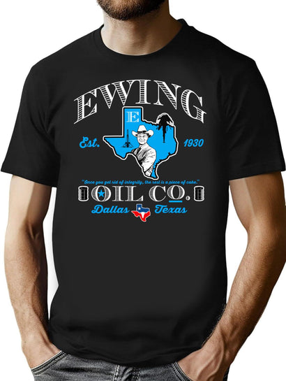 Ewing Oil Co. Dks T-Shirt for Men & Women, T-Shirts Graphic Tee - Black