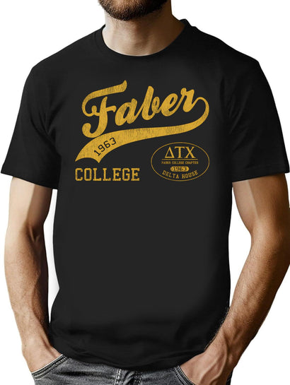 Faber College Tail From Animal House Worn T-Shirt for Men & Women, T-Shirts Graphic Tee - Black
