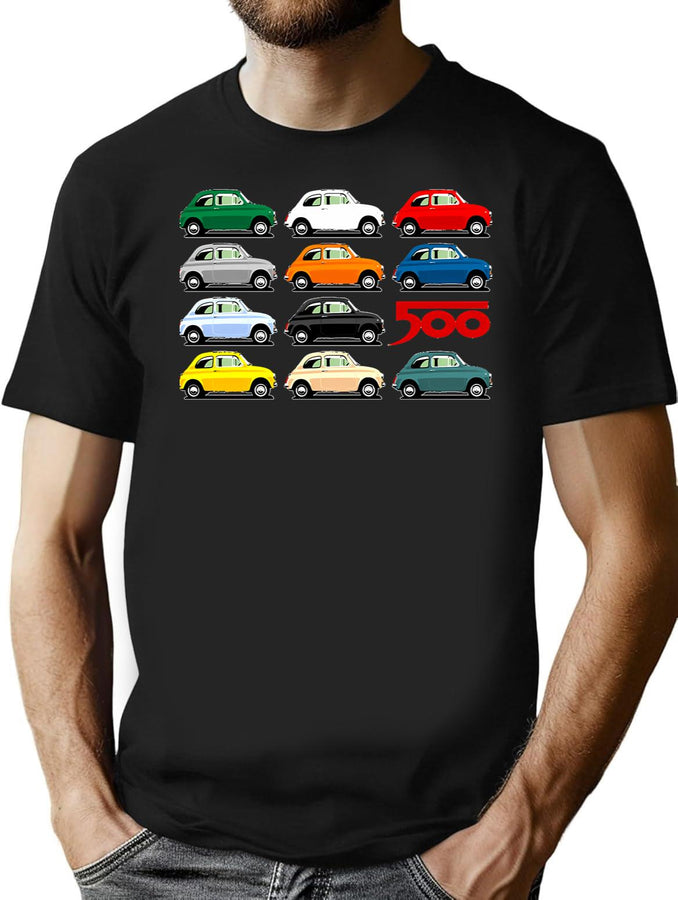 Fiat 500 Side View Classic Shirt Hoodie 2 Classic T Shirt T-Shirt for Men & Women, T-Shirts Graphic Tee - Black