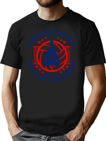 Fightertown Usa Volleyball Tournament T-Shirt for Men & Women, T-Shirts Graphic Tee - Black