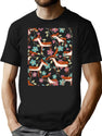 Flower And Deer Flexis00 Flexis Bootleg Graphic T-Shirt - Black