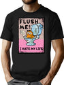 Flush Me I Hate My Life Bootleg Graphic T-Shirt - Black