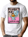 Flush Me I Hate My Life Bootleg Graphic T-Shirt - White