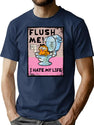 Flush Me I Hate My Life Bootleg Graphic T-Shirt - Navy