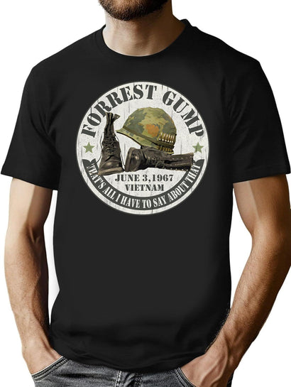 Forrest Gump Vietnam 1967 T-Shirt for Men & Women, T-Shirts Graphic Tee - Black