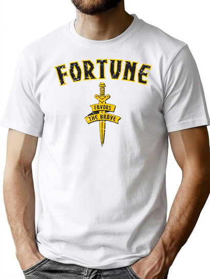 Fortune Favors The Brave T-Shirt for Men & Women, T-Shirts Graphic Tee - Black