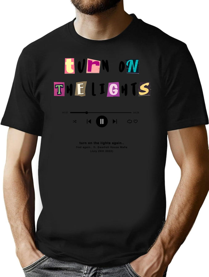 Fred Again.. Turn On The Lights Music Player Bootleg Graphic T-Shirt - Black