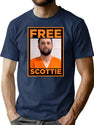 Free Scottie Mug Shot Funny Humour Premium Heavyweight Cotton T-Shirt - Navy