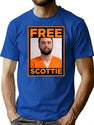 Free Scottie Mug Shot Funny Humour Premium Heavyweight Cotton T-Shirt - Blue