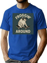 Froggin Around Retro Frog On Skateboard T-Shirt for Men & Women, T-Shirts Graphic Tee - Blue