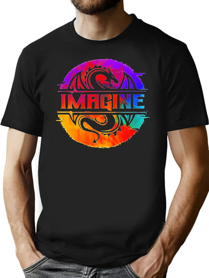 Full Colour Imagine-Dragons T-Shirt for Men & Women, T-Shirts Graphic Tee - Black