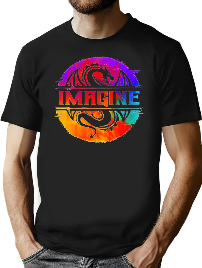 Full Colour Imagine-Dragons T-Shirt for Men & Women, T-Shirts Graphic Tee - Black