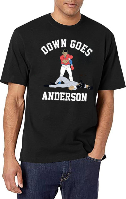 Funny Baseball Down GOES Anderson Black T-Shirt - Black