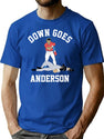 Funny Baseball Down GOES Anderson Premium Heavyweight Cotton T-Shirt - Blue