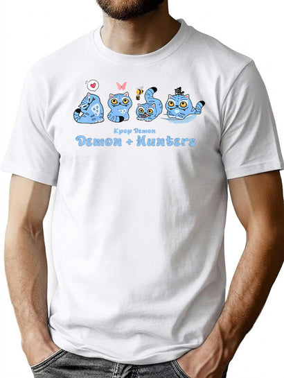 Funny Blue Cat Silly Movie Music T-Shirt for Men & Women, T-Shirts Graphic Tee - Black
