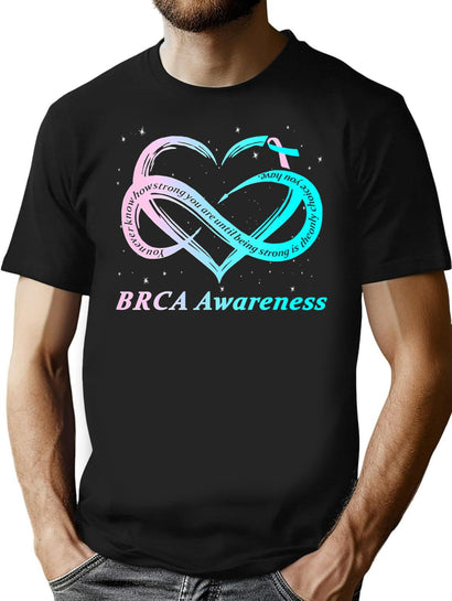Funny Brca Warrior I'M Fine Breast Cancer Awareness T-Shirt for Men & Women, T-Shirts Graphic Tee - Black
