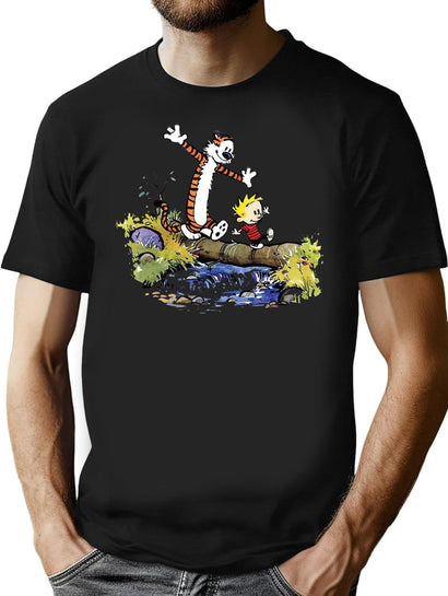 Funny Calvin and Hobbes T-Shirt for Men & Women, T-Shirts Graphic Tee - Black