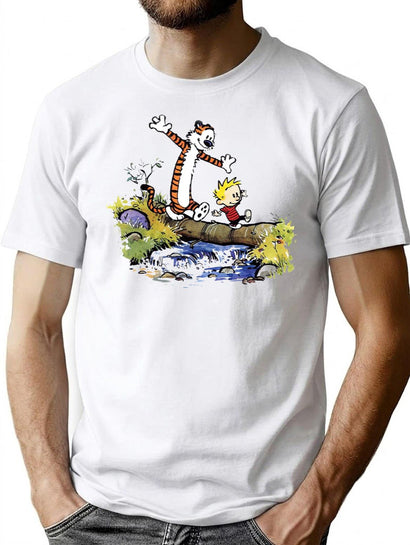 Funny Calvin and Hobbes T-Shirt for Men & Women, T-Shirts Graphic Tee - Black